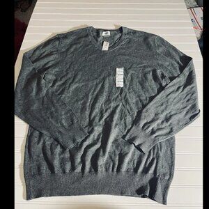 Old Navy Mens Pullover Sweater Gray V Neck Ribbed Long Sleeve Knit XL New